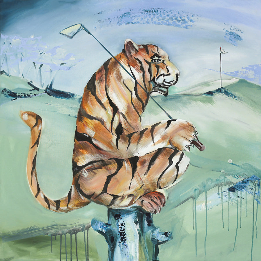 Tiger Woods by Alfred Gockel - 23x23 Canvas Print
