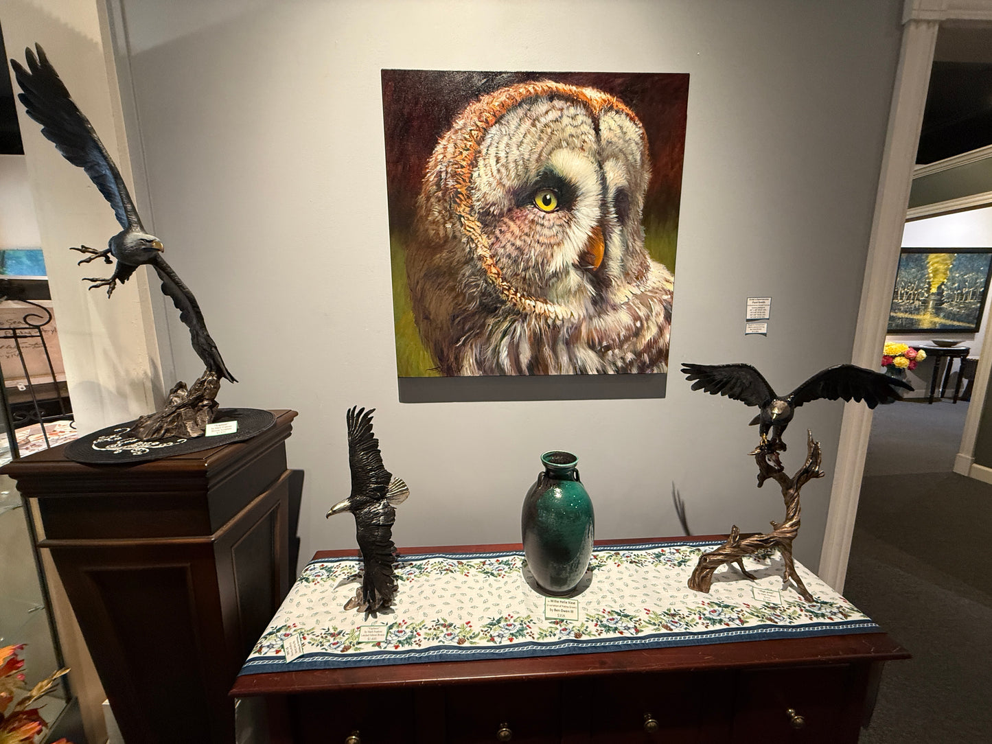 Face of the Grey Owl, 30x30 original painting by Walter Stanford
