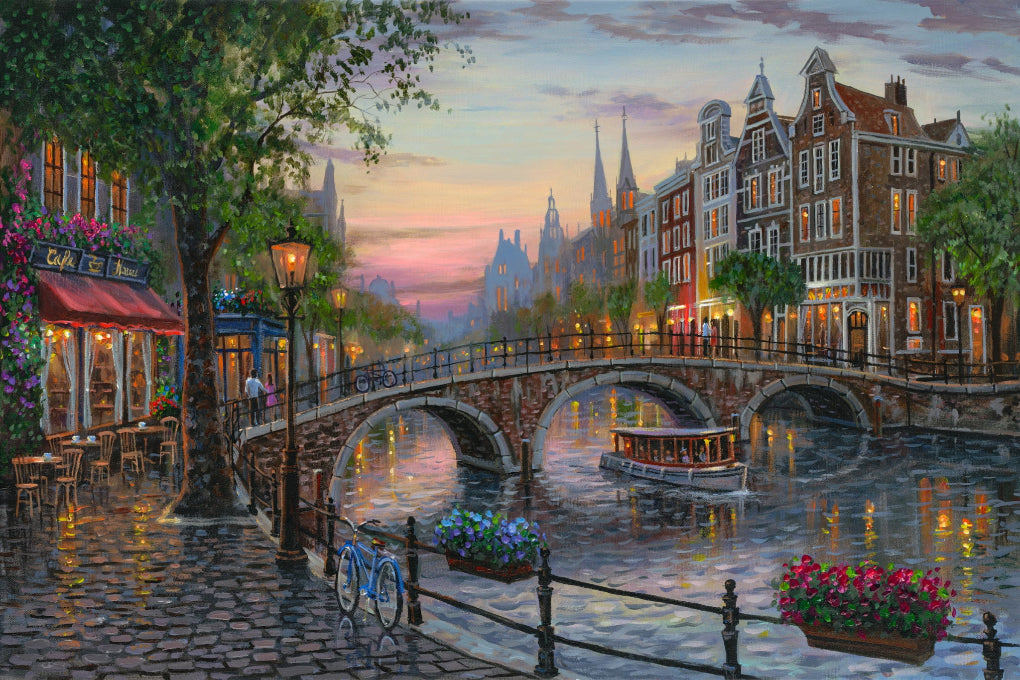Morning in Amsterdam Original Painting by Robert Final 18x27