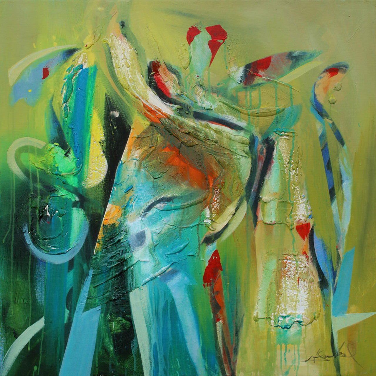 Barefoot in the Park by Alfred Gockel - 23x23 canvas print