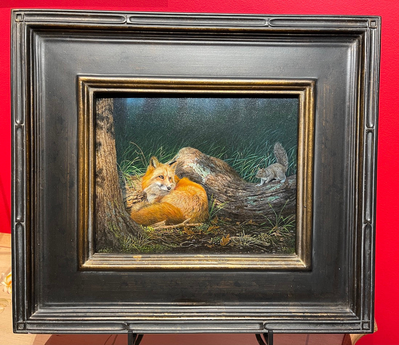 You Look Tasty - Fox with Squirrel by Karla Mann 8x10 original painting