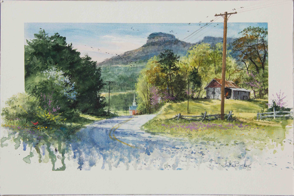 Pilot Mountain Spring Up by Luke Buck - original painting