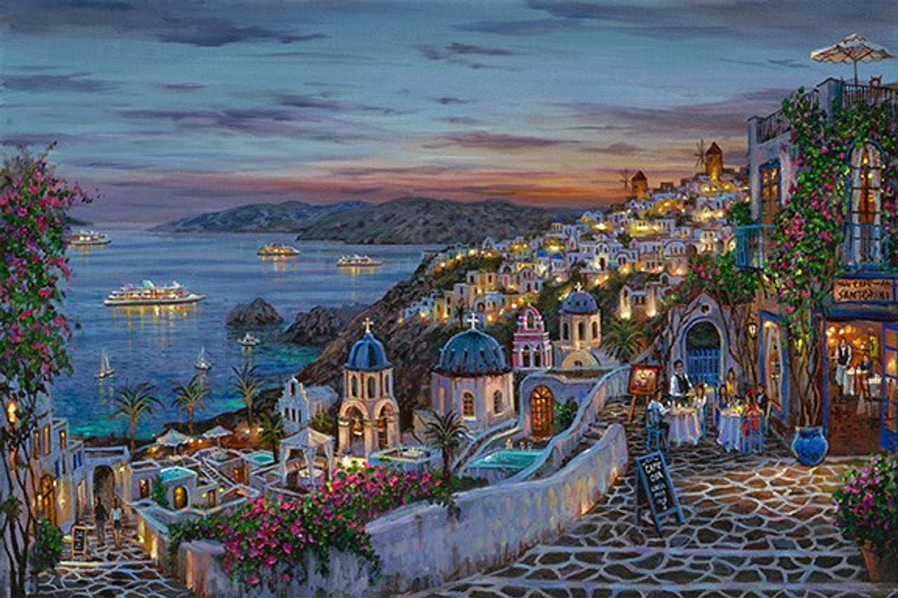 Pearl of the Sea - Santorini - Original Painting by Robert Finale