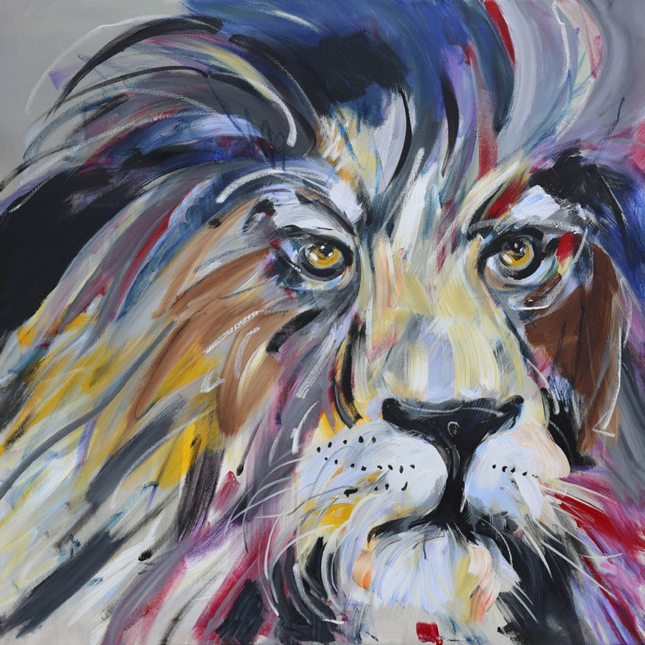 The King - Lion by Alfred Gockel - 23x23 canvas print