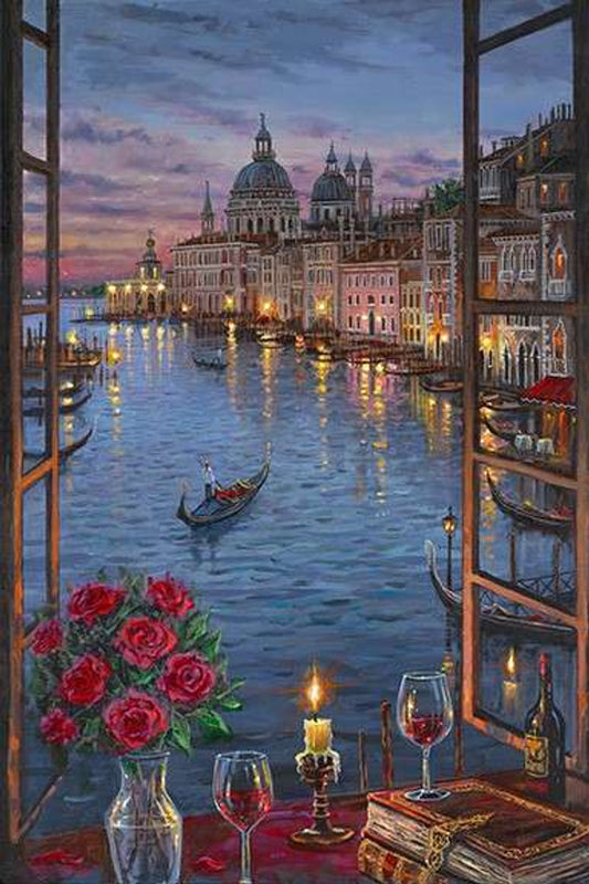 Window View - Venice by Robert Finale Embellished Canvas Print